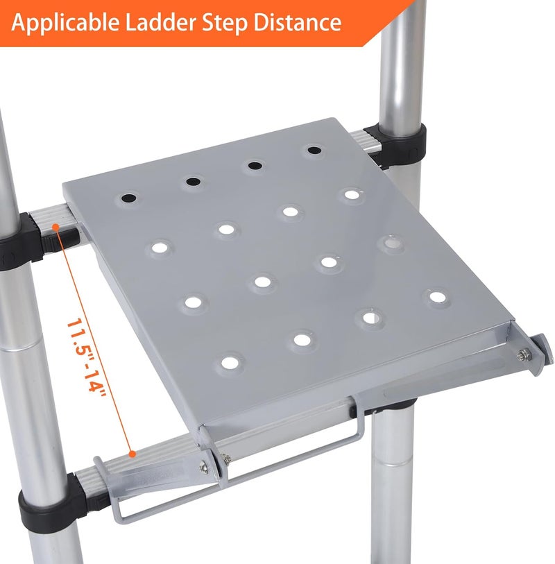 TooCust Platform Accessories for Painters, Anti-Slip Extension Ladder Work Platform System, Work Tray for Tools, Heavy Duty Accessory for Most Ladders, 400 lbs Capacity (Silver) - Image 2
